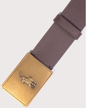 Polo Ralph Lauren Pony Plaque Leather Belt - Natural