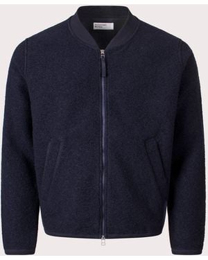 Universal Works Wool Zip Bomber Jacket - Blue