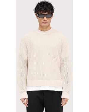 Represent Oversized Fit Open Gauge Knit Jumper - White