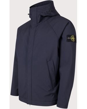 Stone Island Hooded Soft Shell Jacket - Blue