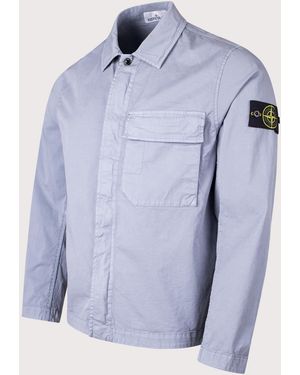 Stone Island Stretch Organic Cotton Twill Overshirt - Blue