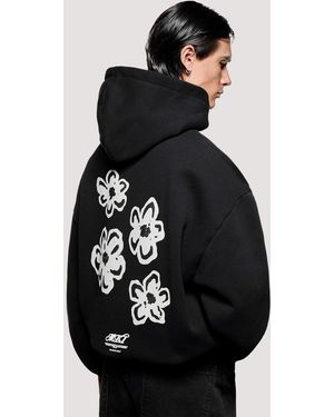 MKI Miyuki-Zoku Box Fit Hibiscus Hoodie - Black