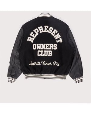 Represent Oversized Fit Owners Club Varsity Jacket - Black