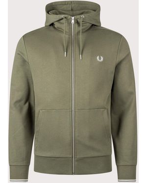 Fred Perry Regular Fit Zip Through Hoodie - Green