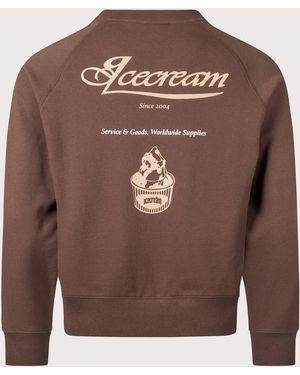 ICECREAM Parlor Crewneck Sweatshirt - Brown
