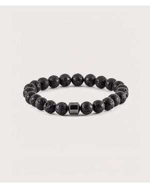 Mysterious Jeweller Lava Stone Beaded Stretch Bracelet - Black