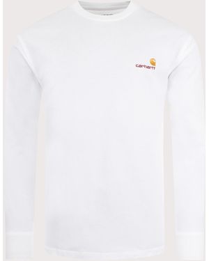 Carhartt Loose Fit American Script Long Sleeve T-Shirt - White