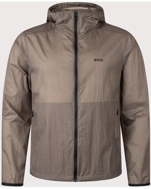 BOSS Regular Fit Airynix Hooded Jacket - Brown