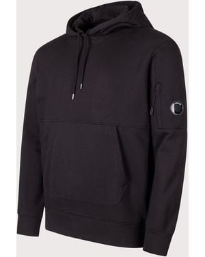 C.P. Company Diagonal Raised Fleece Lens Hoodie - Blue