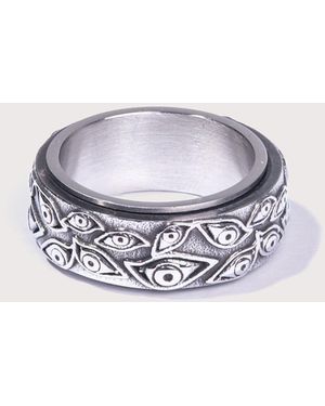 Mysterious Jeweller Stainless Steel Spinner Ring - White