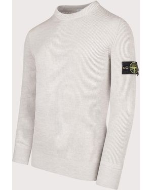 Stone Island Full Rib Rws Wool Jumper - White