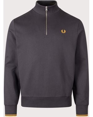 Fred Perry Regular Fit Quarter Zip Sweatshirt - Blue