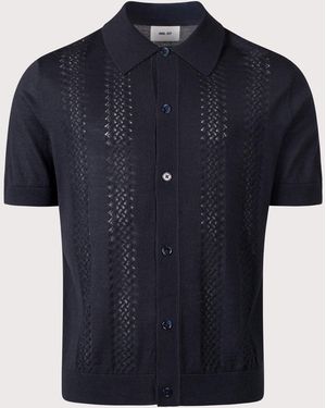 NN07 Thor Knitted Polo Shirt - Blue