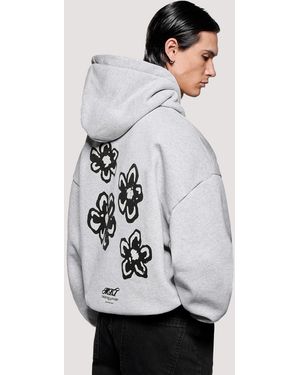 MKI Miyuki-Zoku Box Fit Hibiscus Hoodie - Grey