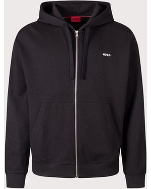 HUGO Relaxed Fit Dapozip Hoodie - Blue