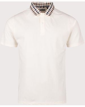 Aquascutum Club Check Collar Polo Shirt - White