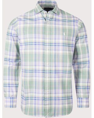 Polo Ralph Lauren Custom Fit Plaid Oxford Shirt - Blue