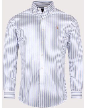 Polo Ralph Lauren Custom Fit Striped Pinpoint Oxford Shirt - Blue