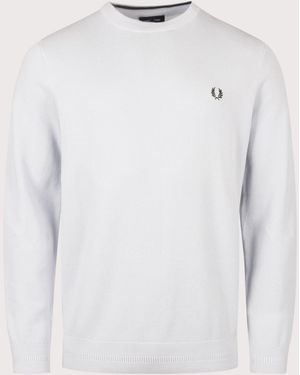 Fred Perry Regular Fit Piqué Stitch Jumper - White