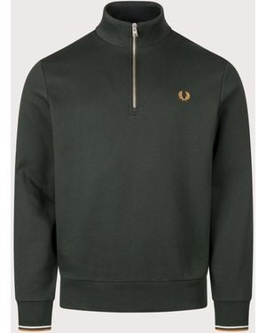 Fred Perry Regular Fit Quarter Zip Sweatshirt - Green