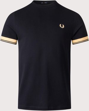 Fred Perry Regular Fit Twin Tipped Cuff T-Shirt - Black
