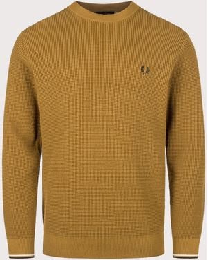 Fred Perry Regular Fit Waffle Stitch Jumper - Green