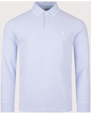Polo Ralph Lauren Custom Slim Fit Long Sleeve Oxford Mesh Polo Shirt - Blue