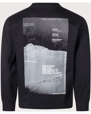 Snow Peak Relaxed Fit Campscape Long Sleeve T-Shirt - Blue