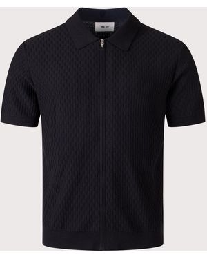 NN07 Gustav Full Zip Knit Shirt - Black