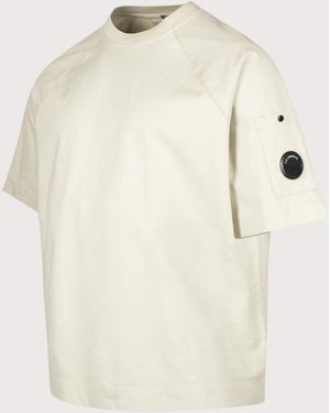 C.P. Company Relaxed Fit 30/2 Mercerized Jersey Twisted Lens T-Shirt - White