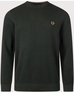 Fred Perry Regular Fit Piqué Stitch Jumper - Green