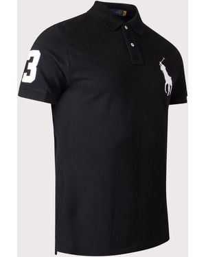 Polo Ralph Lauren Custom Slim Fit Big Pony Mesh Polo Shirt - Black