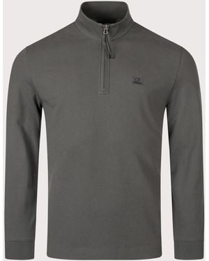 C.P. Company Stretch Piqué Quarter Zip Polo Shirt - Grey