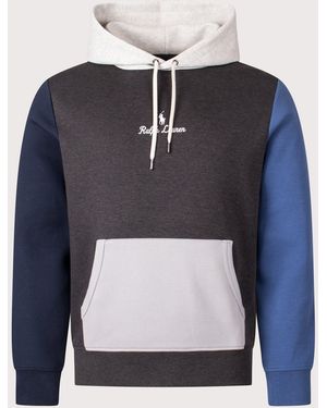 Polo Ralph Lauren Relaxed Fit Double Knit Logo Hoodie - Blue