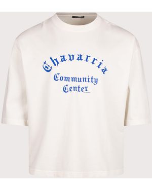Willy Chavarria Oversized Community Centre Buffalo T-Shirt - Natural
