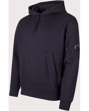C.P. Company Diagonal Raised Fleece Lens Hoodie - Blue