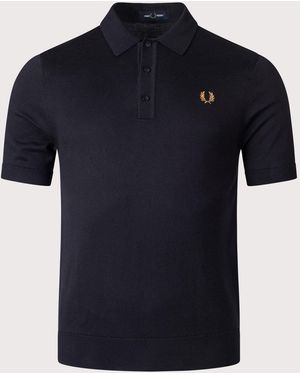 Fred Perry Supima Cotton Knitted Polo Shirt - Blue