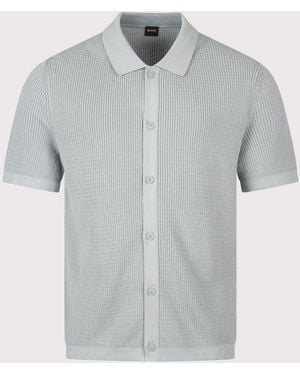 BOSS Relaxed Fit Akepalo Knitted Polo Shirt - Grey