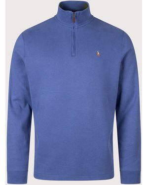 Polo Ralph Lauren Estate-Rib Quarter Zip Knit Jumper - Blue