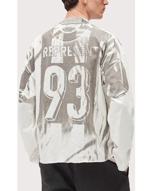 Represent Oversized Fit Printed Ls Football Top - Grey