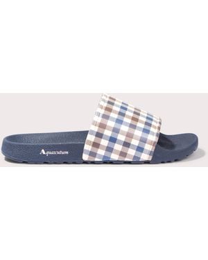 Aquascutum Beach Check Sliders - Blue