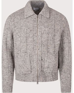 Norse Projects Relaxed Fit Aldrup Donegal Square Knitted Cardigan - Grey