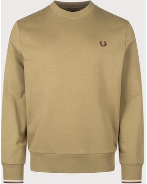 Fred Perry Regular Fit Crew Neck Sweatshirt - Natural