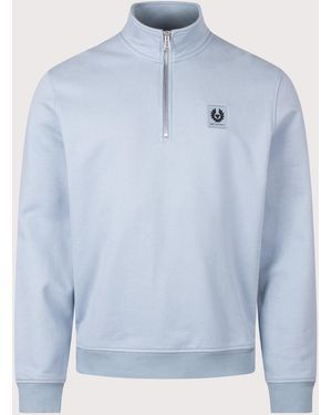 Belstaff Regular Fit Quarter Zip Sweatshirt - Blue