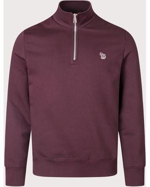 Paul Smith Organic Cotton Quarter Zip Zebra Sweatshirt - Purple