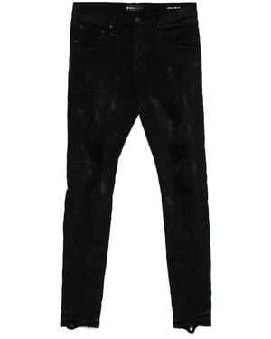 Purple Brand Low-Rise Ripped Skinny Jeans - Black