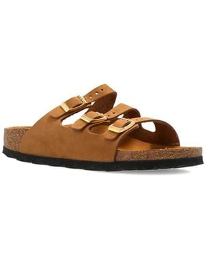 Birkenstock Open Toe Shoes With Buckle Straps - Brown