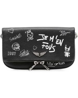 Zadig & Voltaire Mini Rock Graffiti-Print Clutch Bag - Black