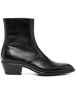 Eraldo Side-Zip Leather Ankle Boots - Black