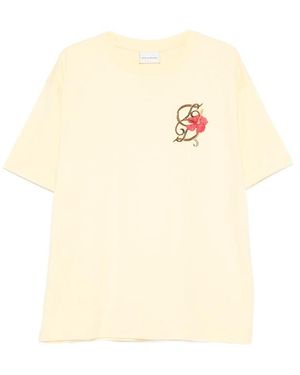 Drole de Monsieur D Hibiscus Brodée T-Shirt - Natural